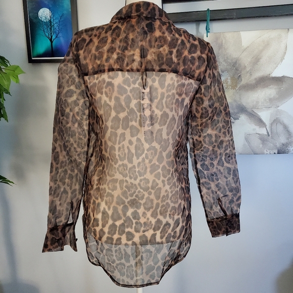 NICOLE MILLER Y2K Oversized Sheer Leopard Erin Brockovich XS - Picture 5 of 11